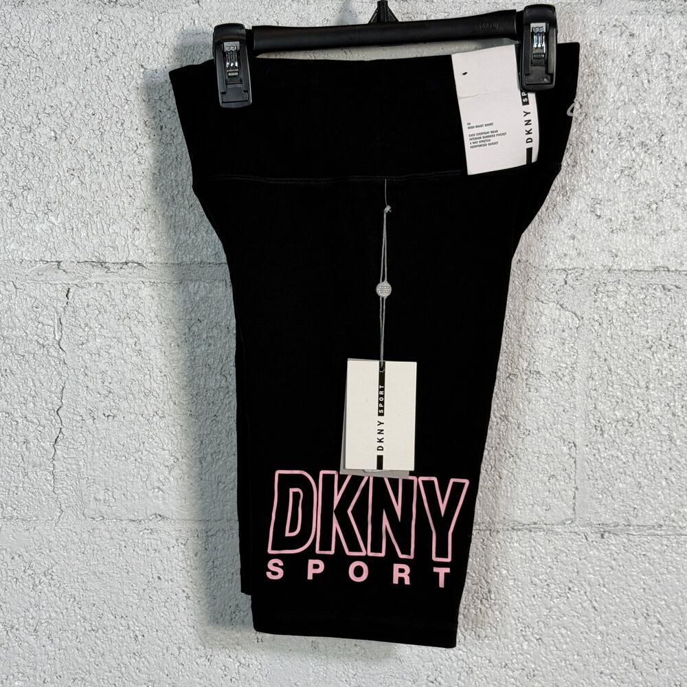 Dkny Sport Women's High-Waisted Everyday Wear Bike Shorts Black/pink XS